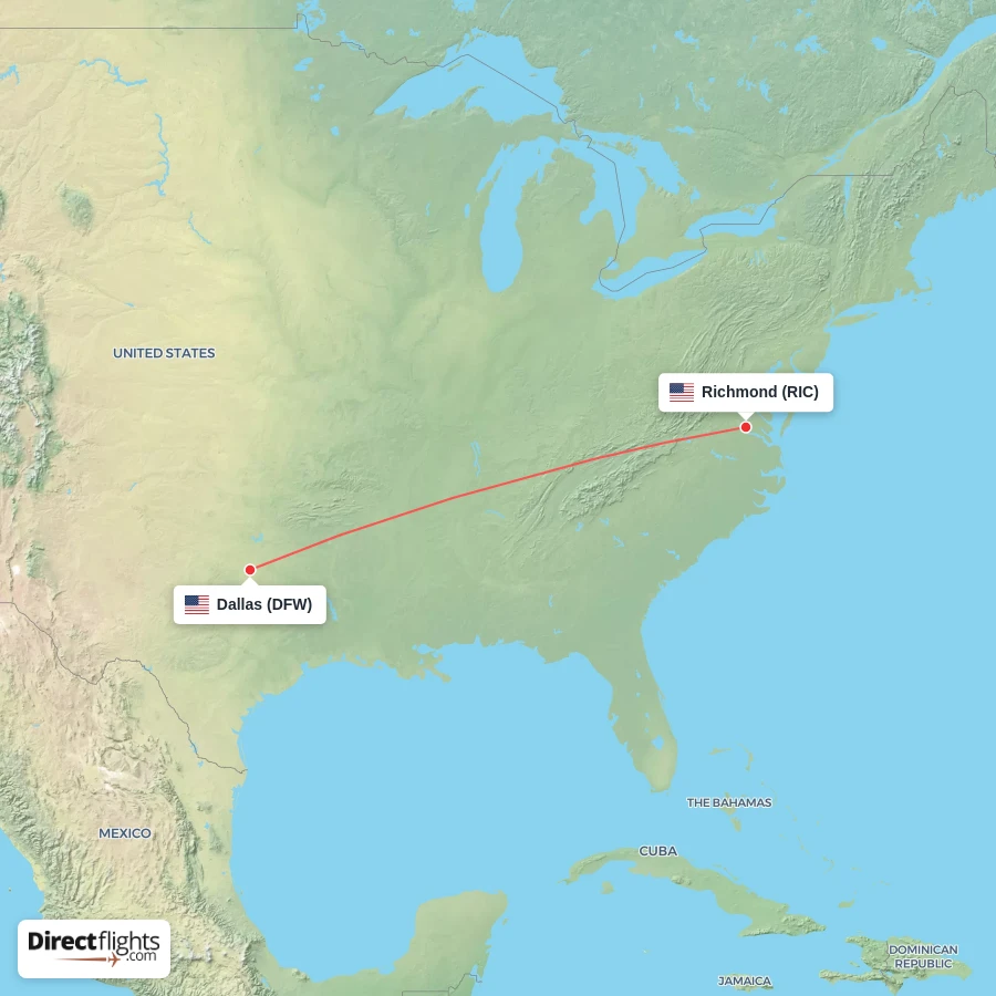 RIC - DFW route map