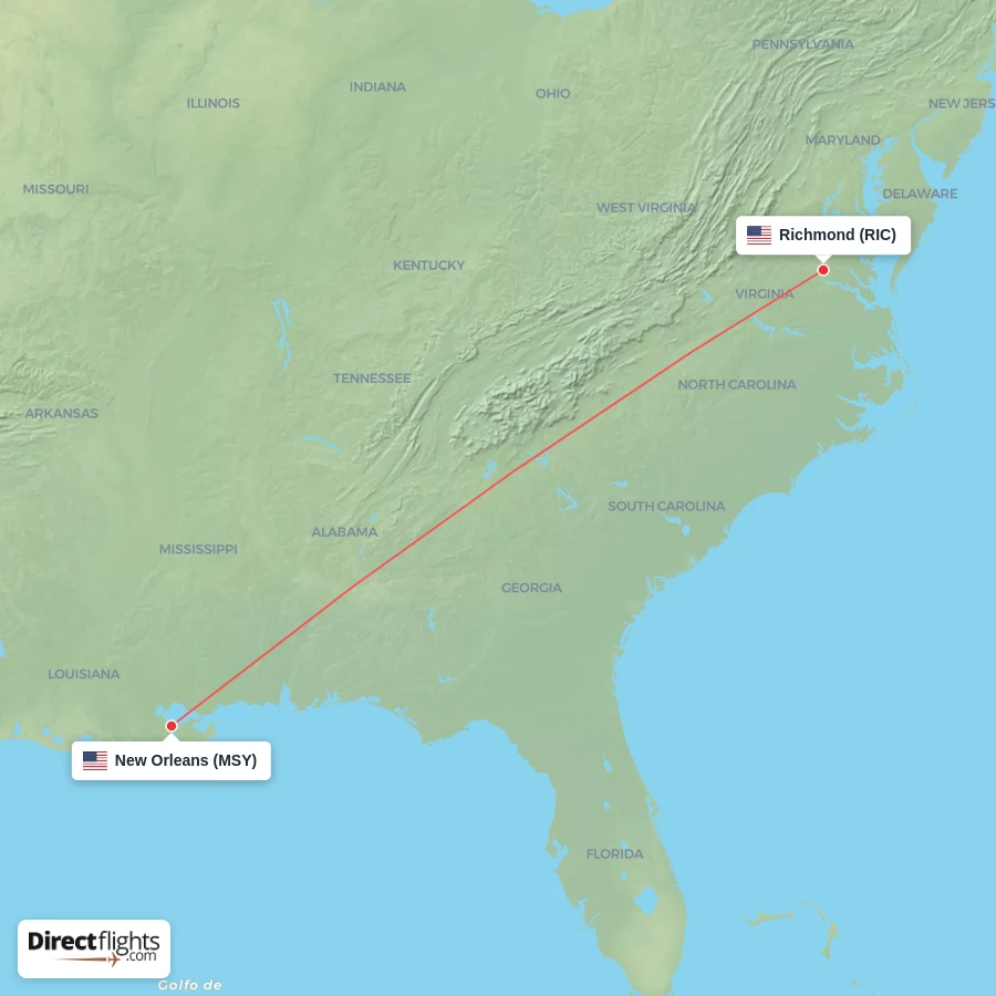 RIC - MSY route map