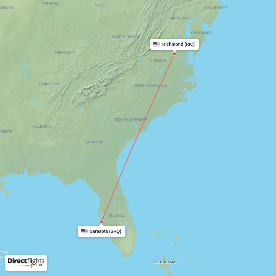 RIC - SRQ route map
