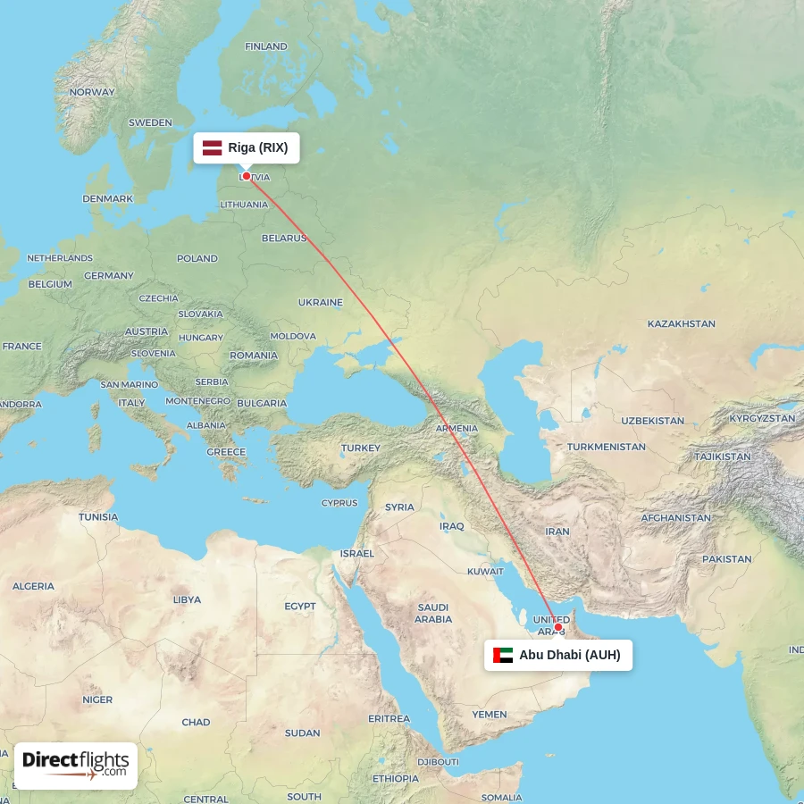 RIX - AUH route map