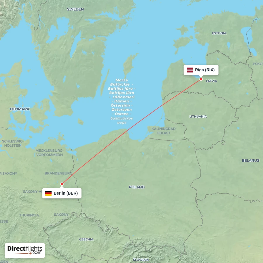 RIX - BER route map