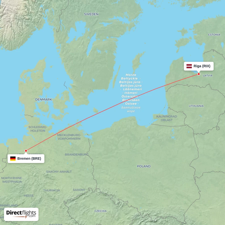 RIX - BRE route map