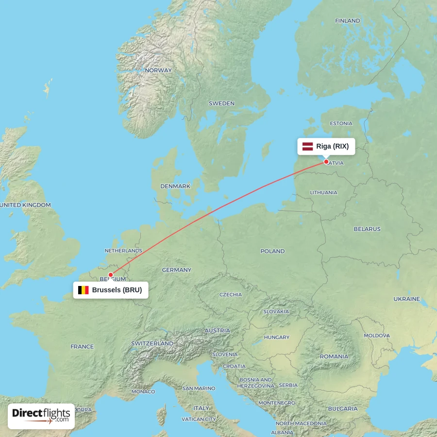 RIX - BRU route map