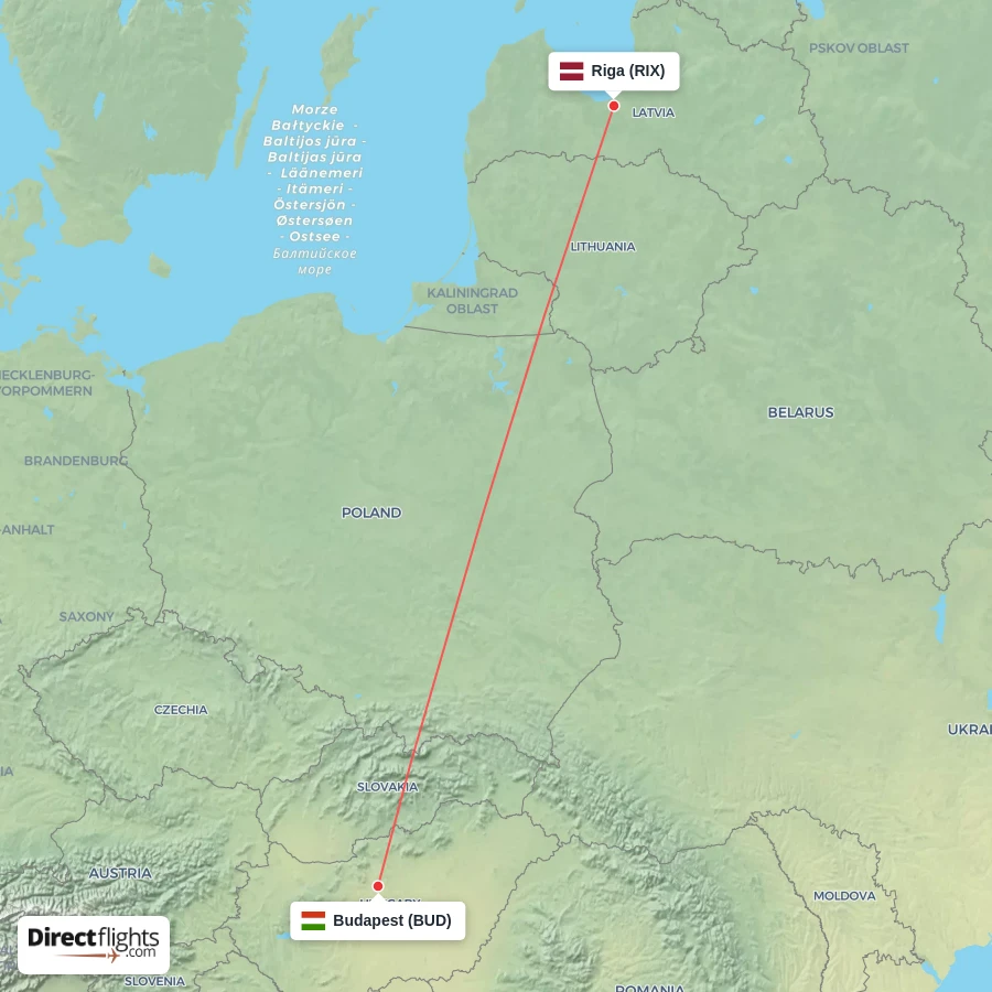 RIX - BUD route map