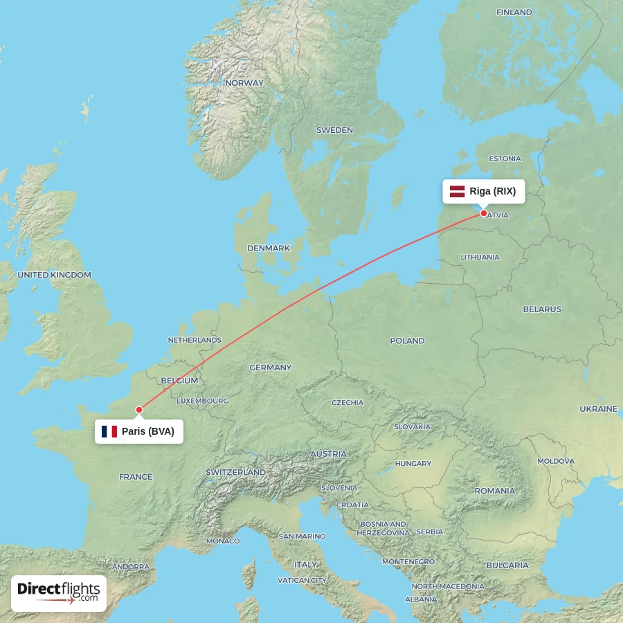 RIX - BVA route map