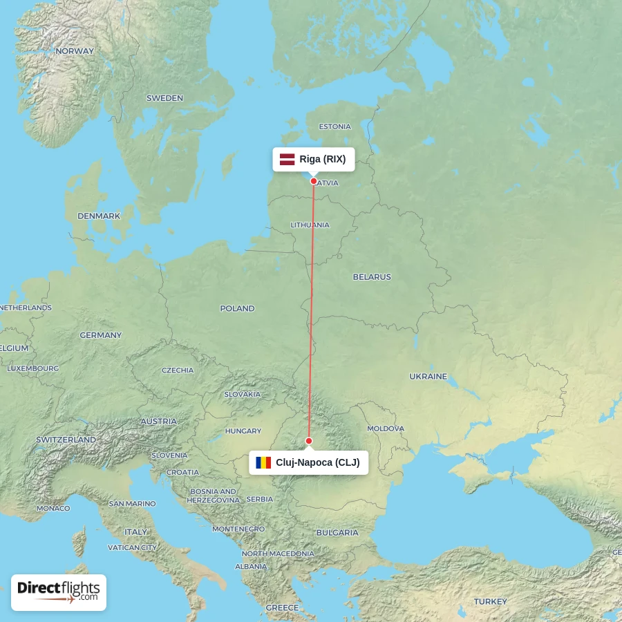 RIX - CLJ route map