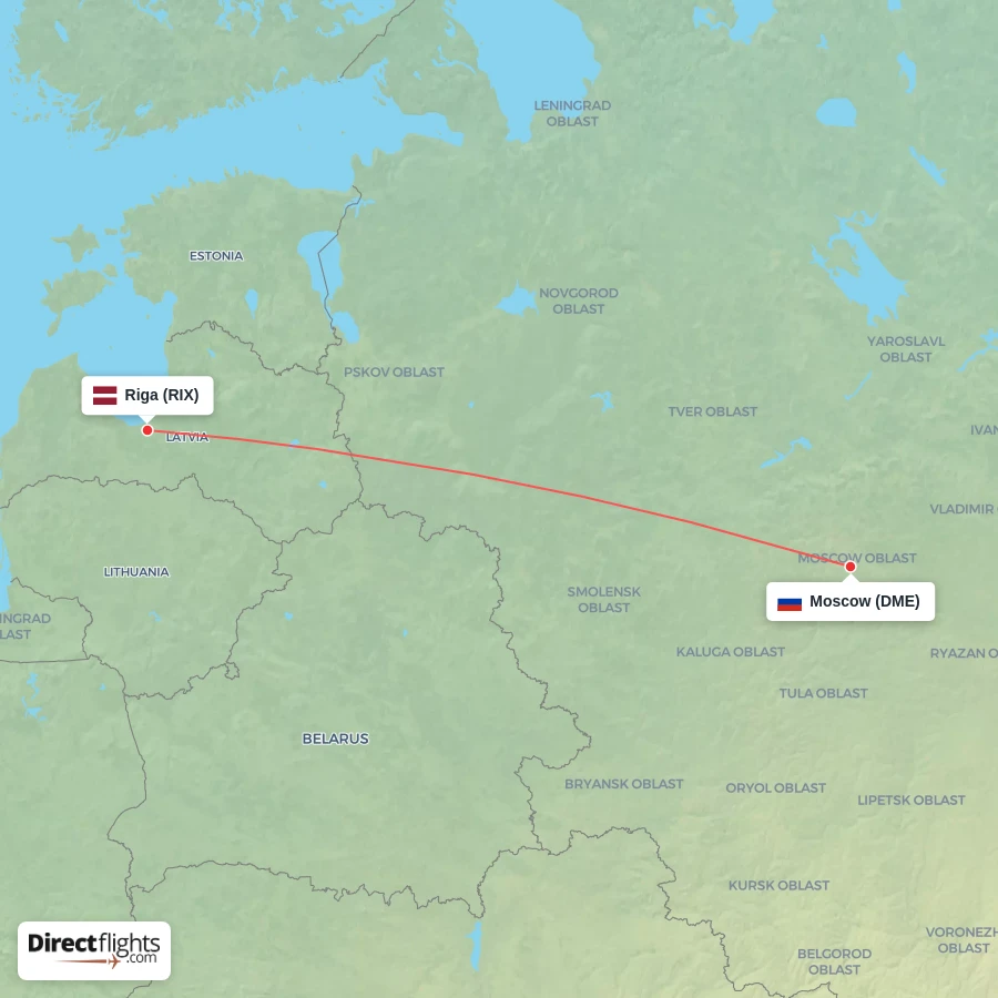 RIX - DME route map
