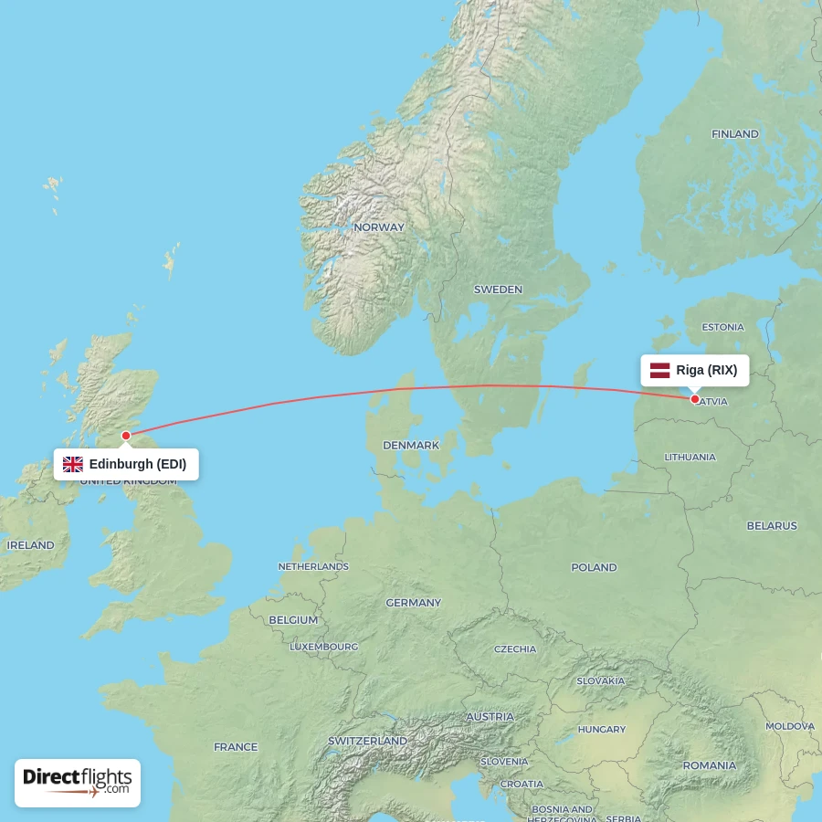 RIX - EDI route map