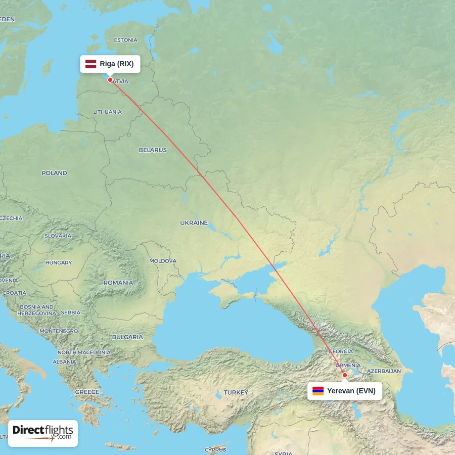 RIX - EVN route map