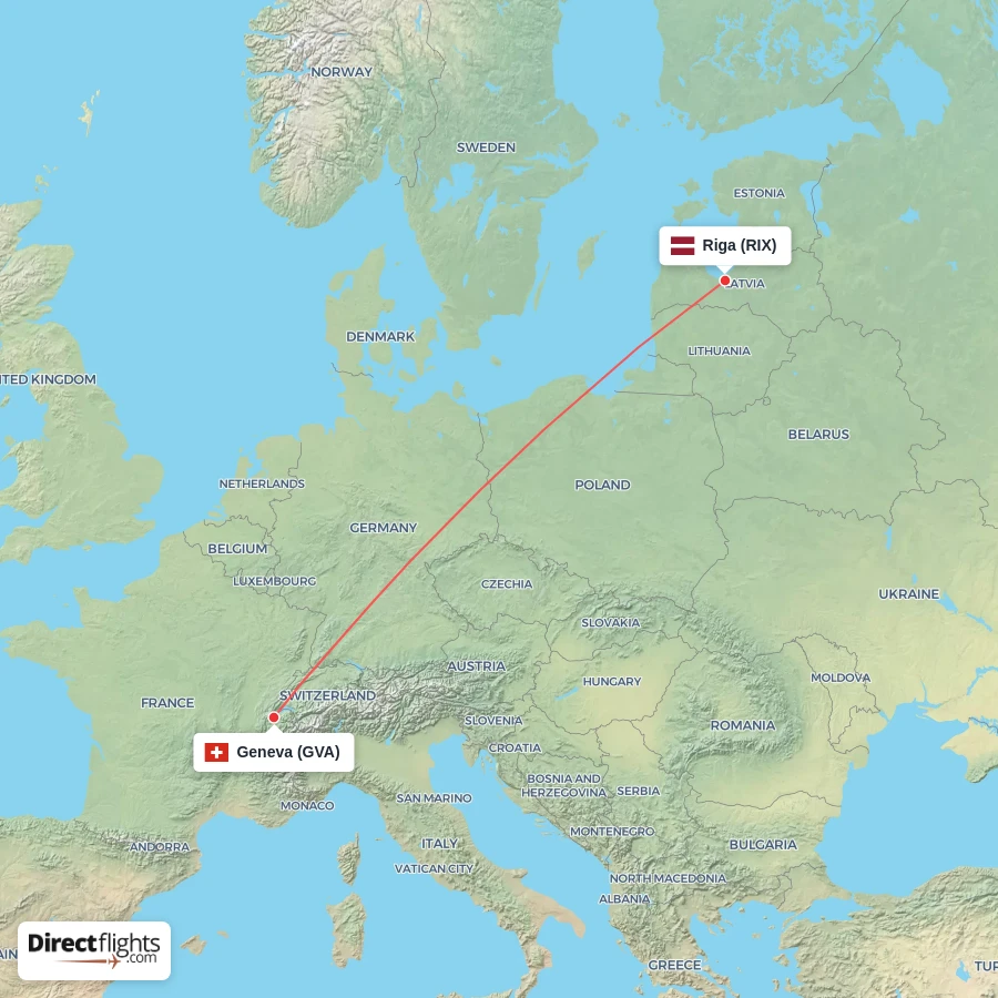 RIX - GVA route map