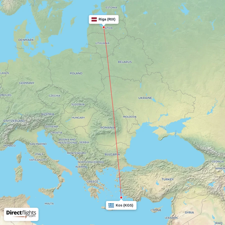 RIX - KGS route map
