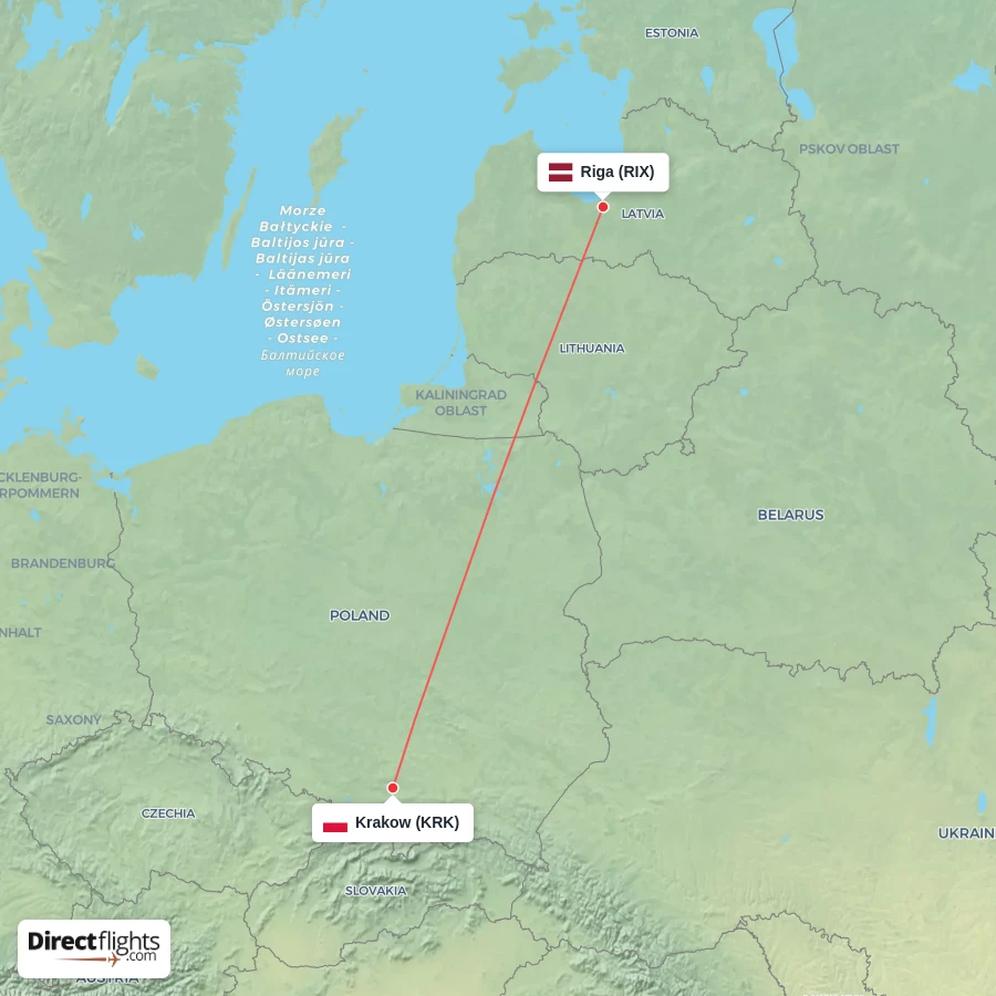 RIX - KRK route map