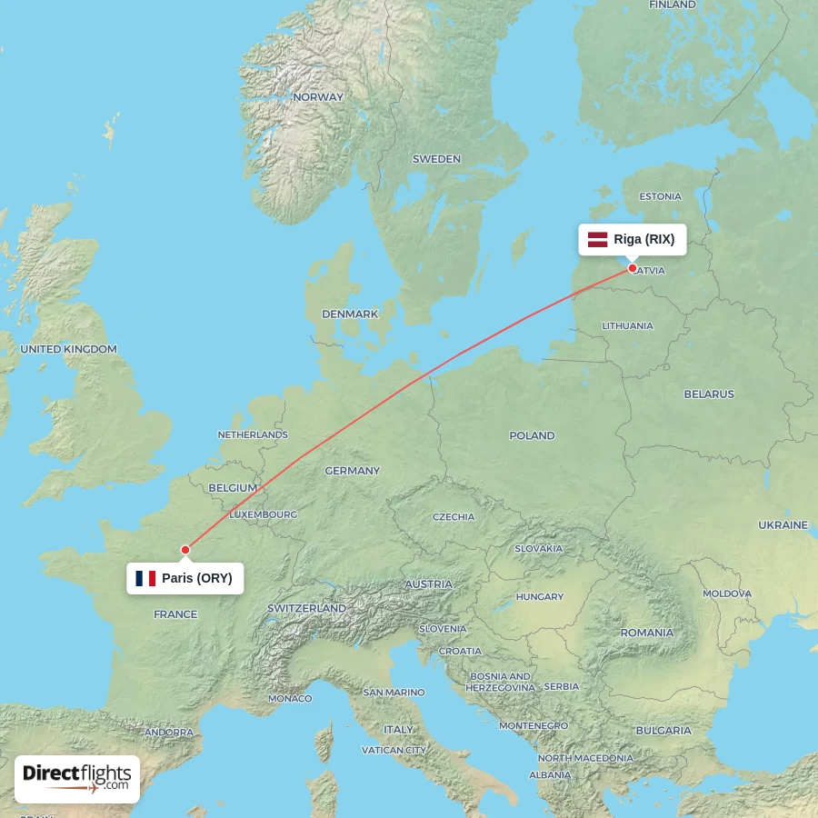 RIX - ORY route map