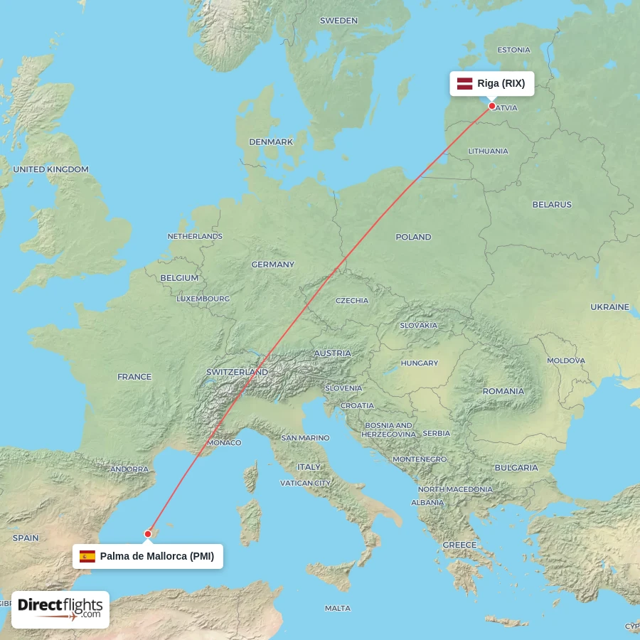 RIX - PMI route map