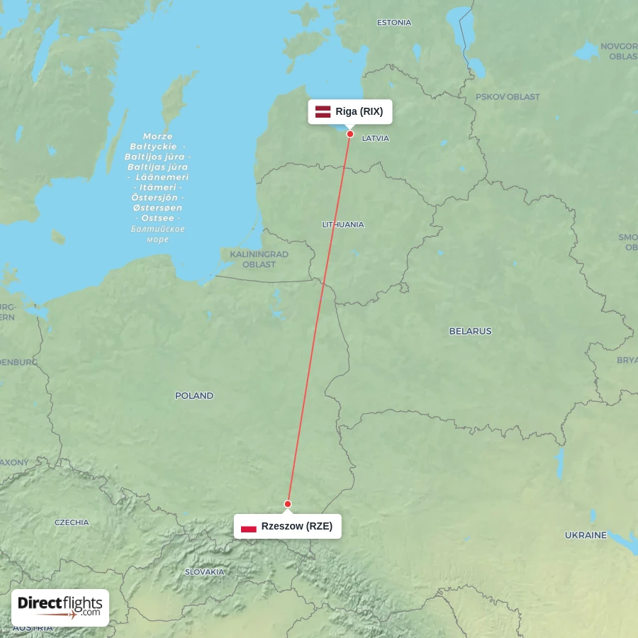 RIX - RZE route map