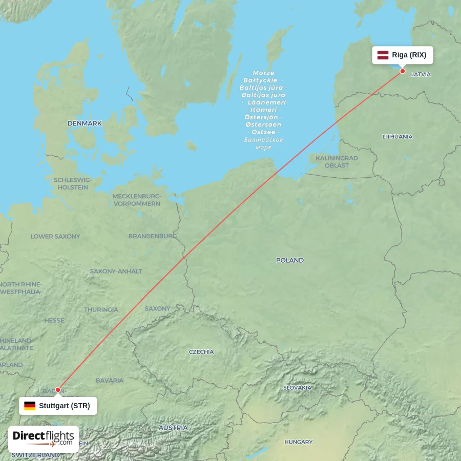 RIX - STR route map