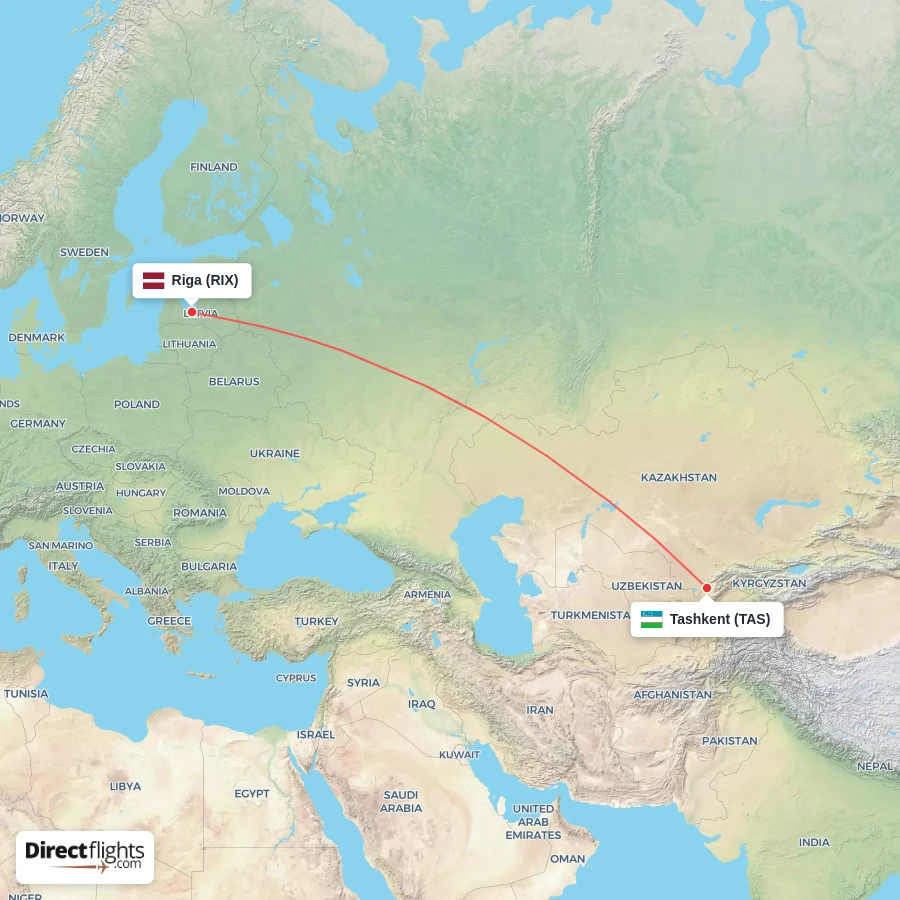 RIX - TAS route map