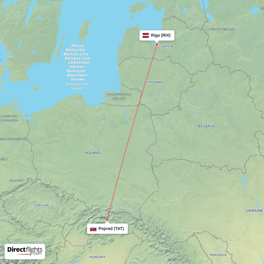 RIX - TAT route map