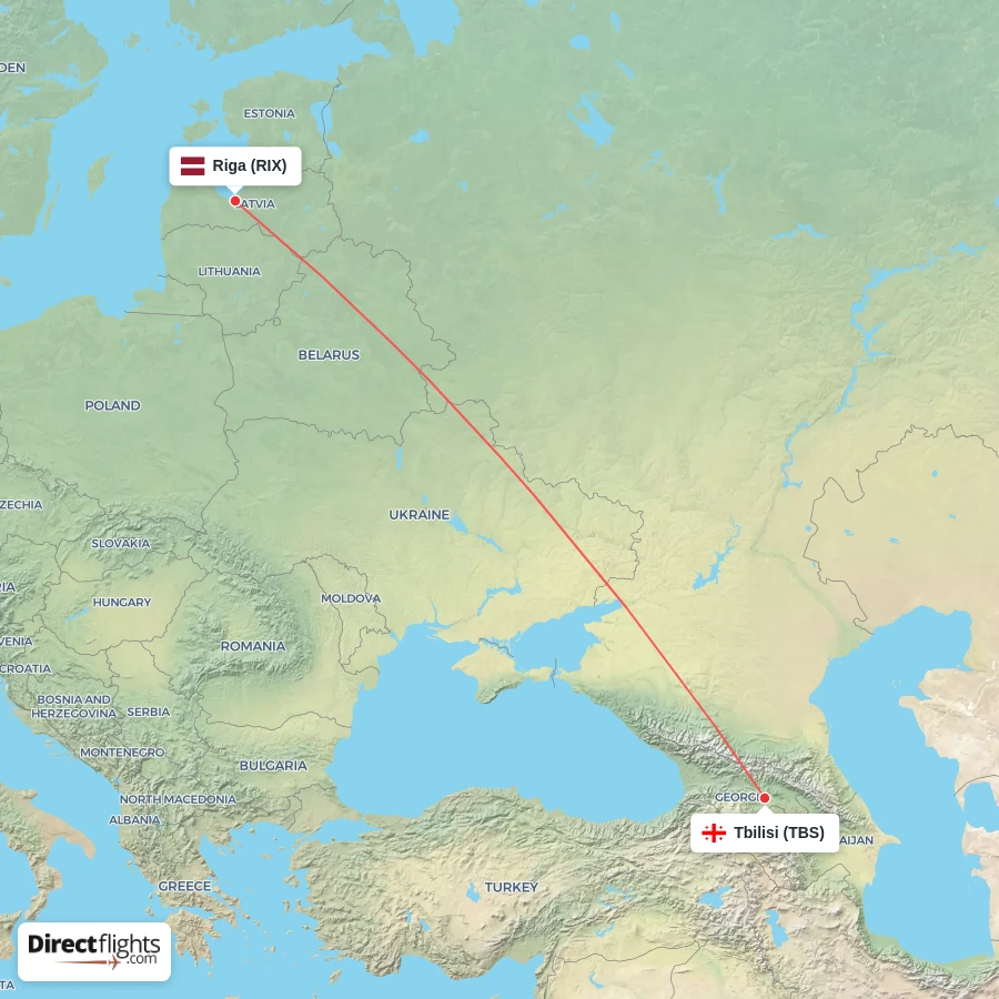 RIX - TBS route map