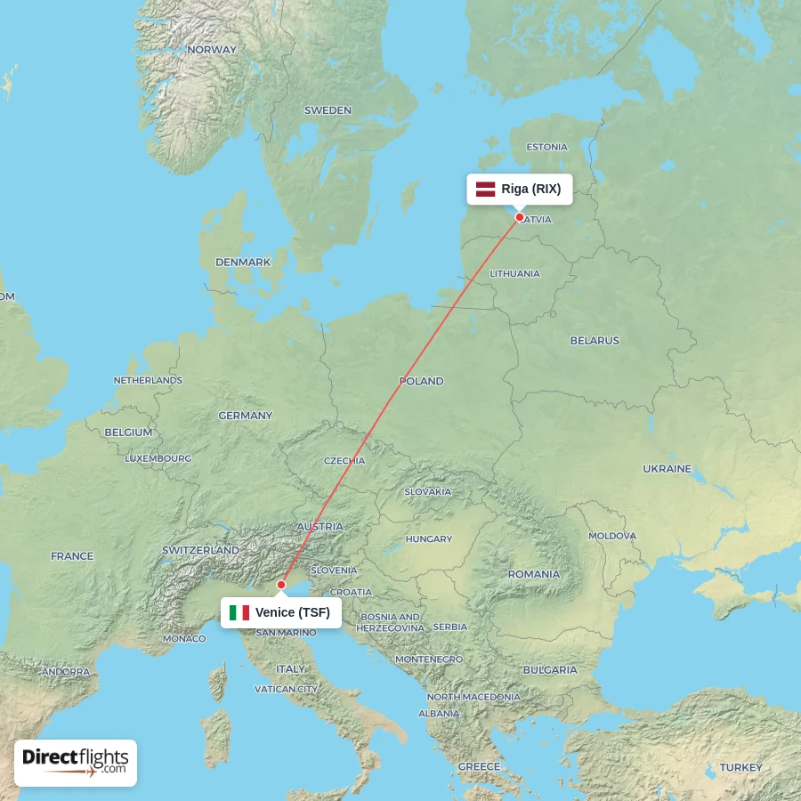 RIX - TSF route map