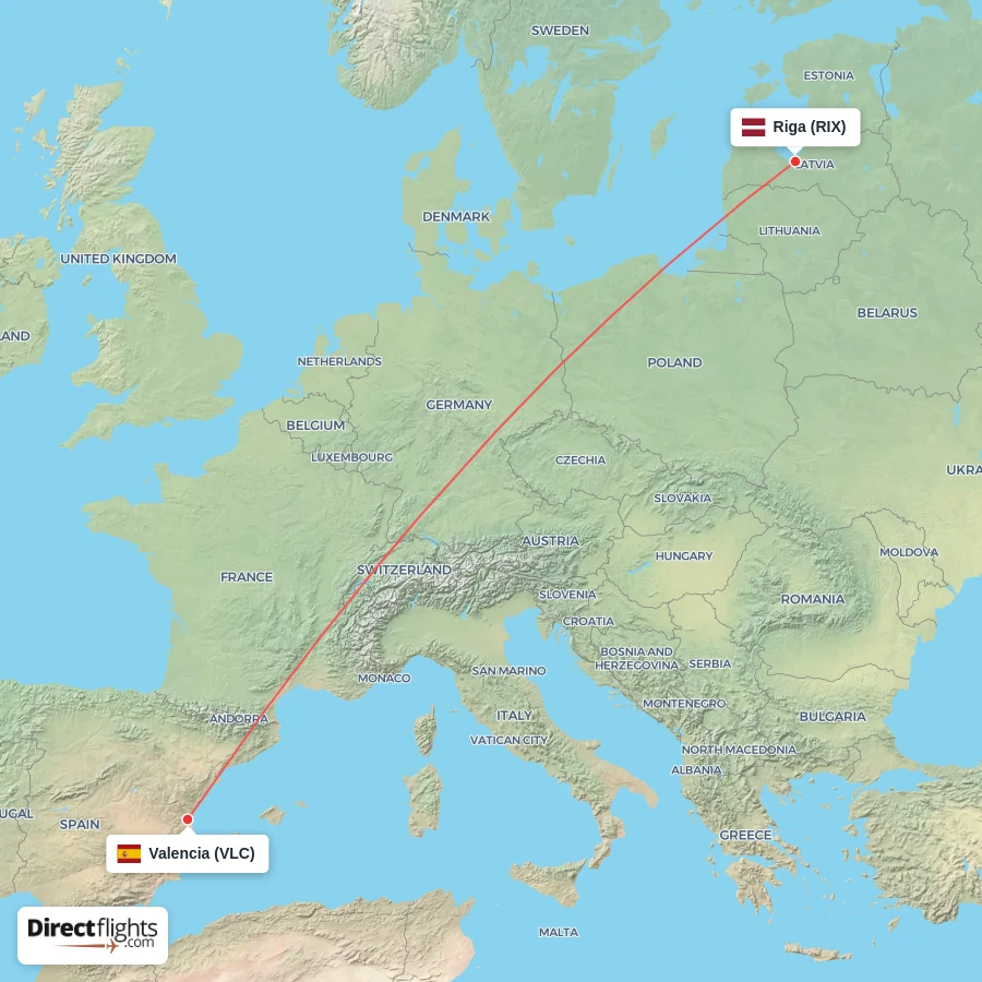 RIX - VLC route map