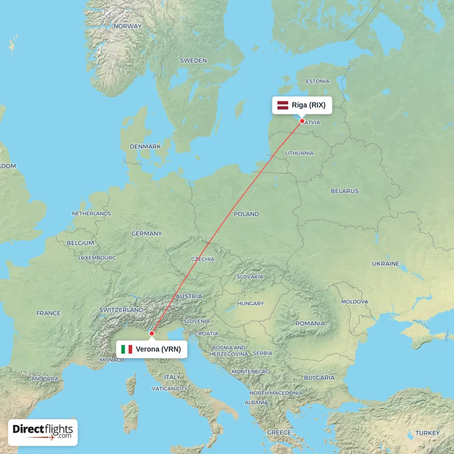 RIX - VRN route map