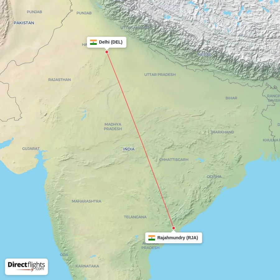 RJA - DEL route map