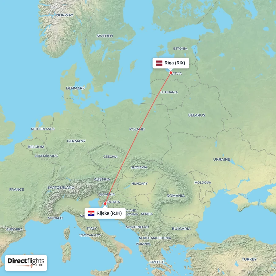 RJK - RIX route map