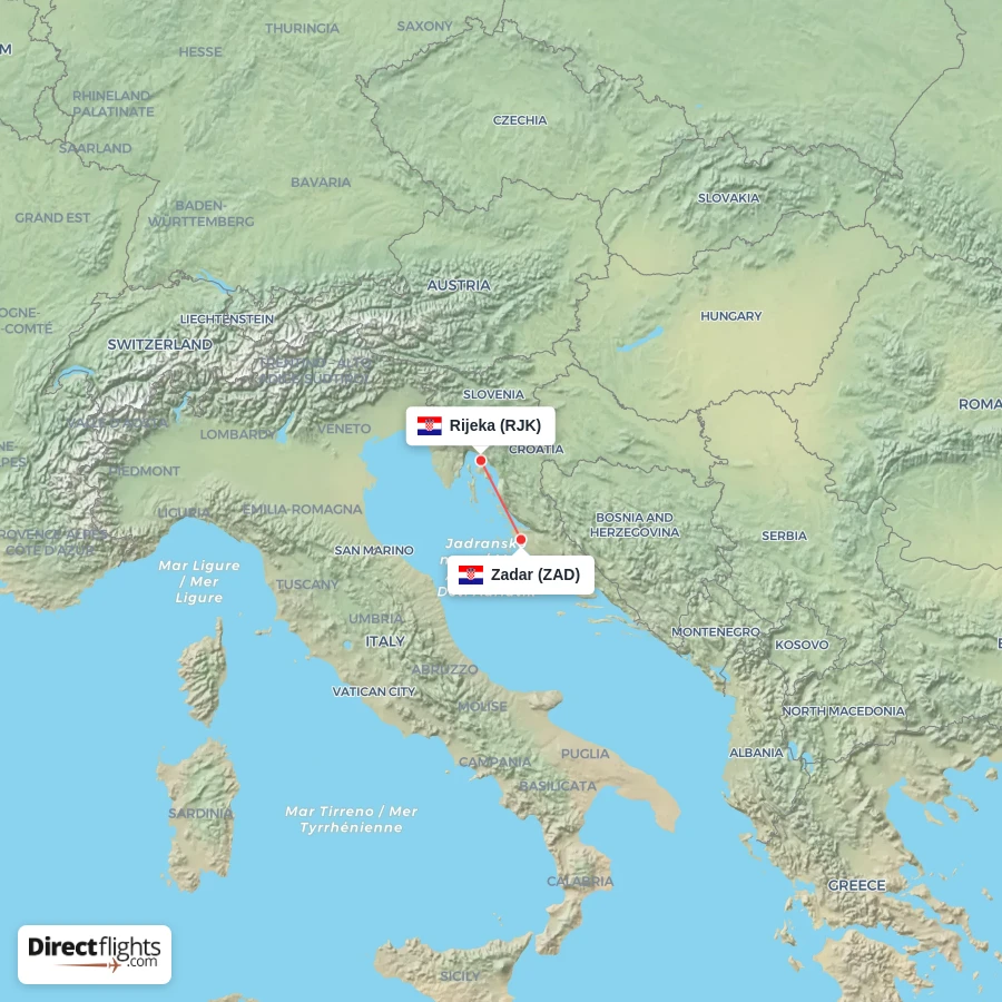 RJK - ZAD route map