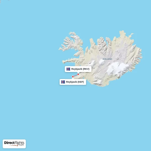 Reykjavik - Reykjavik direct flight map