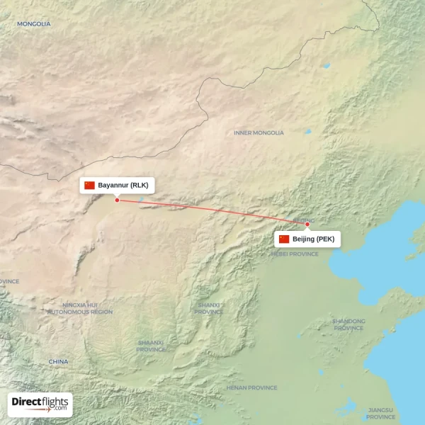 Bayannur - Beijing direct flight map