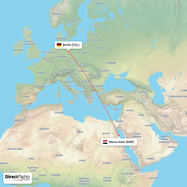 Marsa Alam - Berlin direct flight map