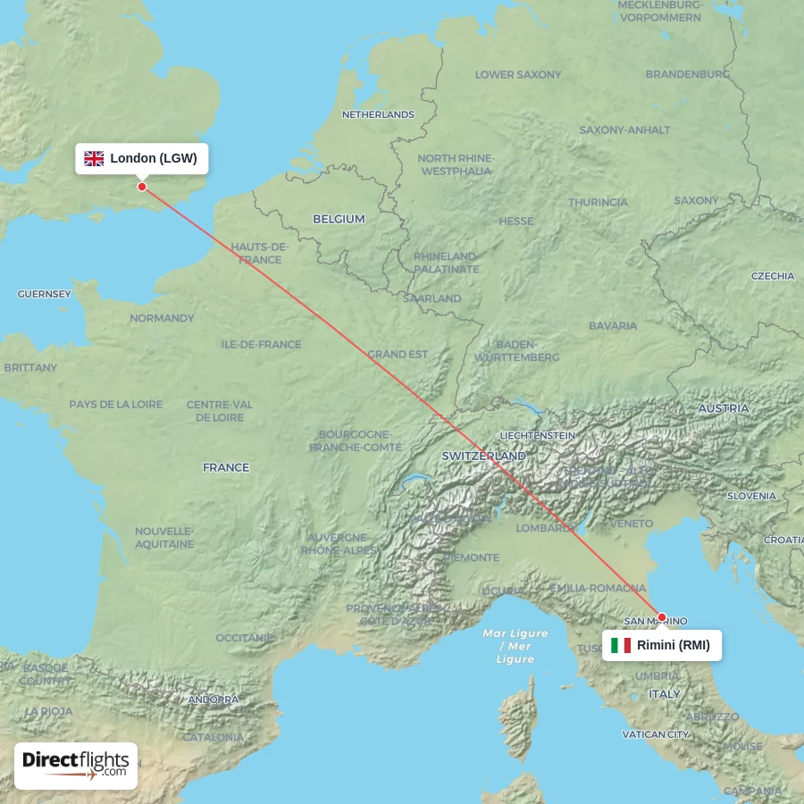 RMI - LGW route map