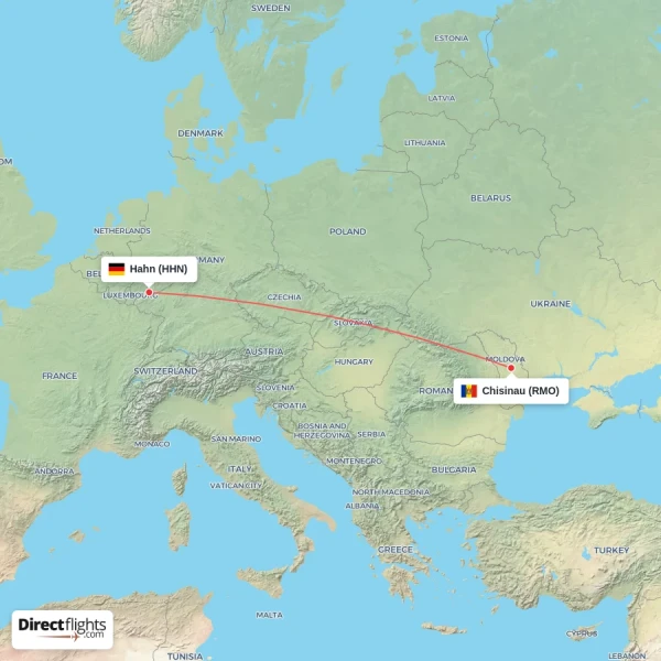 Chisinau - Hahn direct flight map