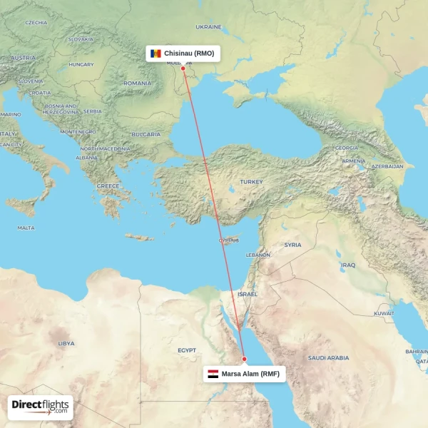 Chisinau - Marsa Alam direct flight map