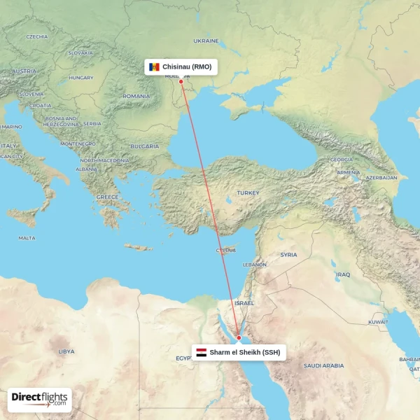 Chisinau - Sharm el Sheikh direct flight map