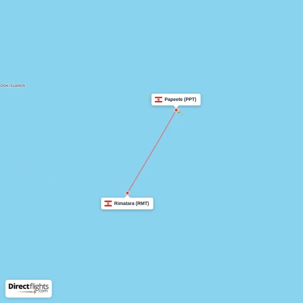 Rimatara - Papeete direct flight map