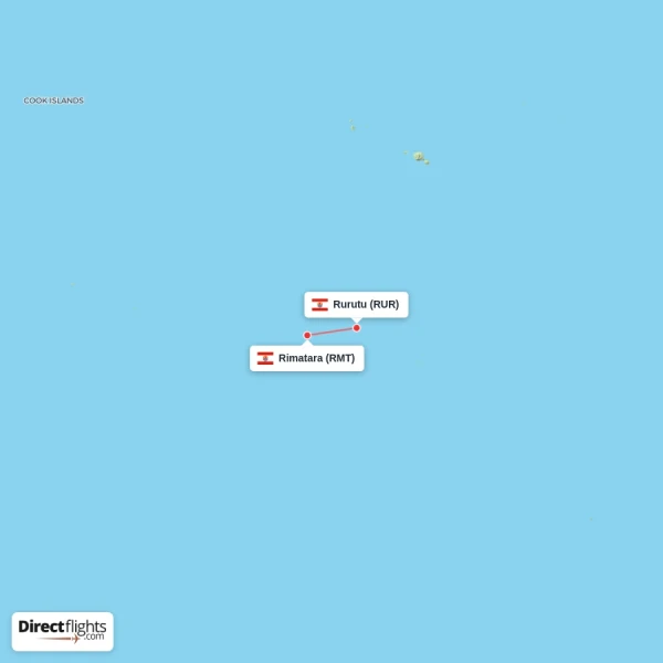 Rimatara - Rurutu direct flight map