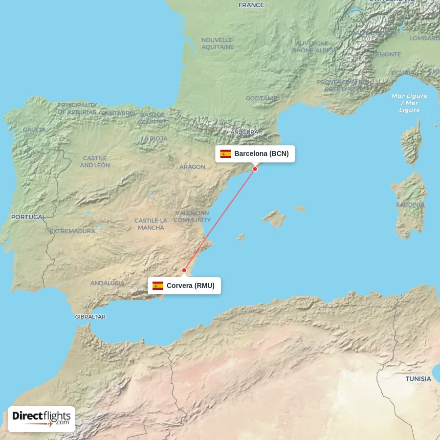 RMU - BCN route map