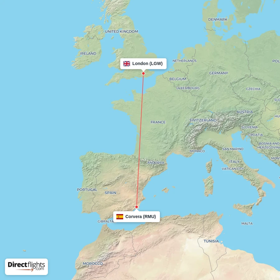 RMU - LGW route map