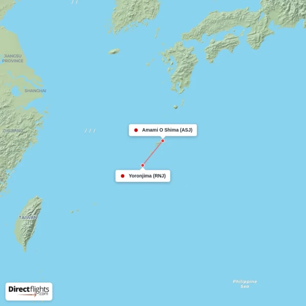Yoronjima - Amami O Shima direct flight map