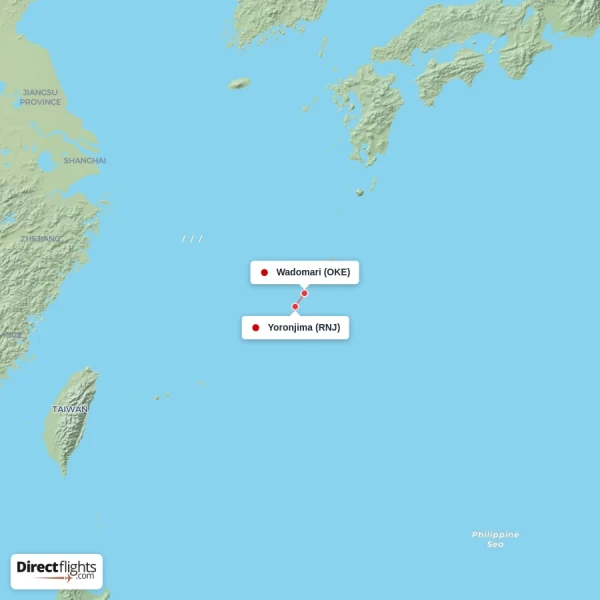 Yoronjima - Wadomari direct flight map