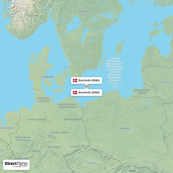 Bornholm - Bornholm direct flight map