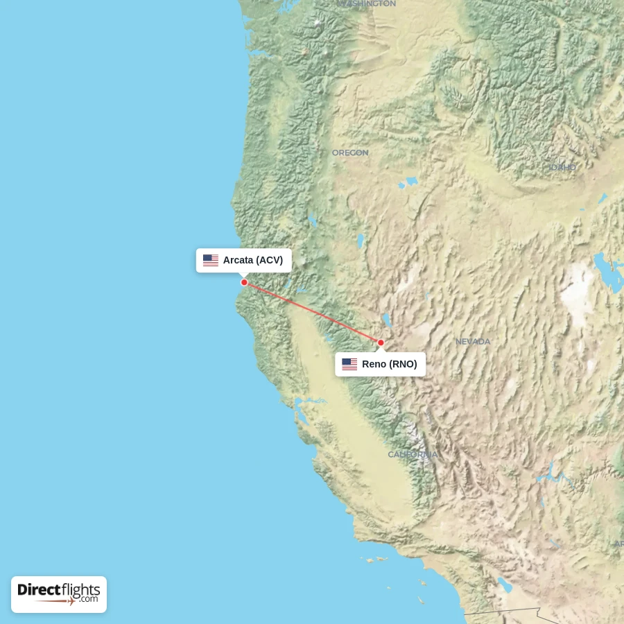RNO - ACV route map