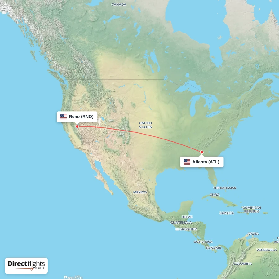 RNO - ATL route map