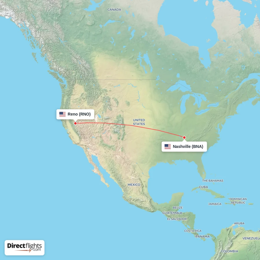 RNO - BNA route map