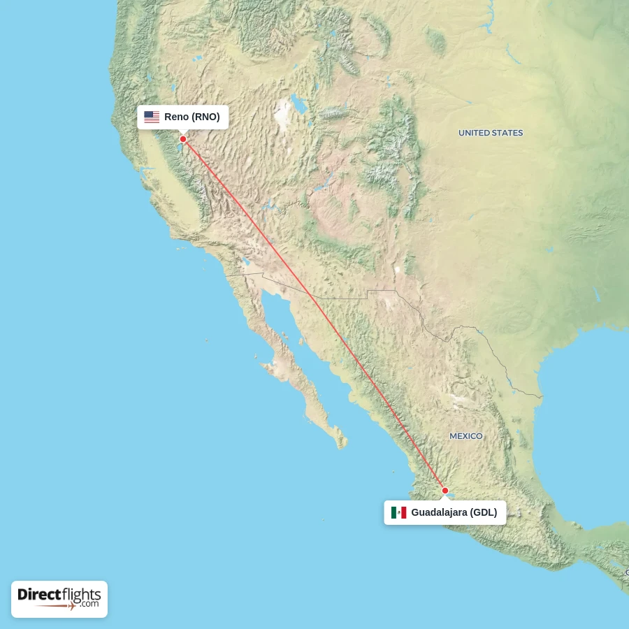 RNO - GDL route map