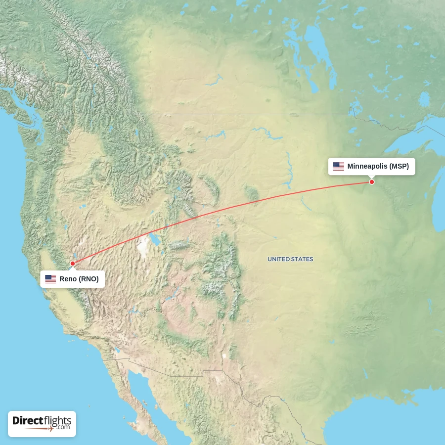 RNO - MSP route map