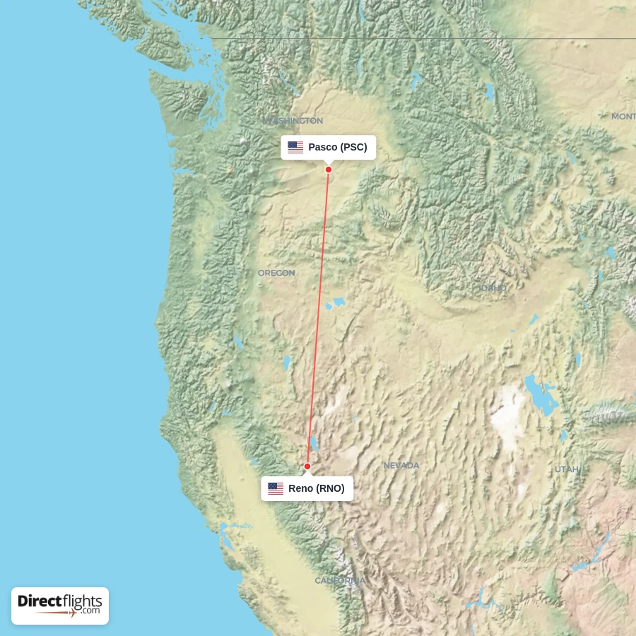 RNO - PSC route map