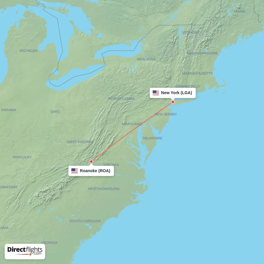 ROA - LGA route map
